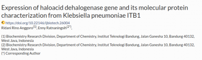 Expression of haloacid dehalogenase gene and its molecular protein characterization from Klebsiella pneumoniae ITB1   Anggoro   Indonesian Journal of Biotechnology.png