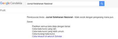 Tampilan Ketika Mencari nama jurnal tersebut di Google scholar