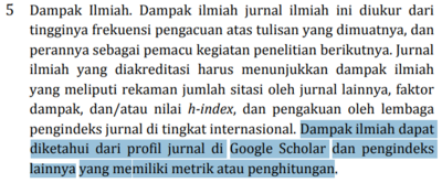 Penjelasan Dampak Ilmiah di Pedoman Akreditasi 2018