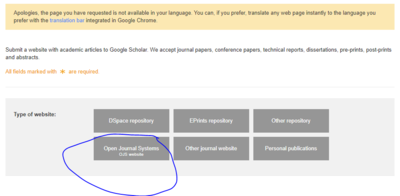 Tampilan Google Scholar Inclusions